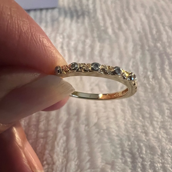Genuine Diamond 14K Gold Filled HN Stacker Ring - Picture 4 of 10